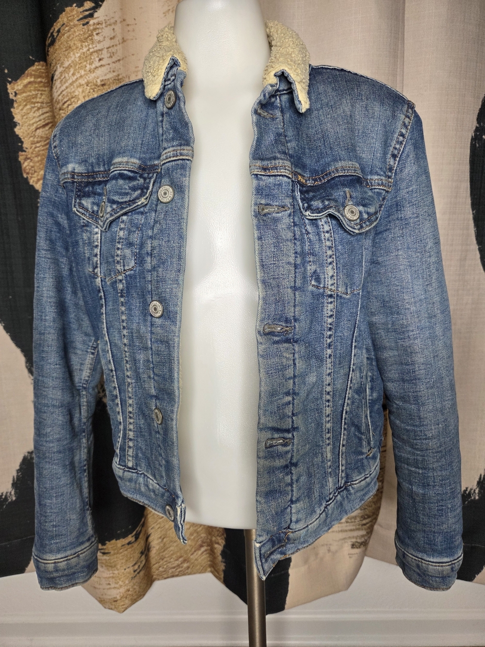 Polo by Ralph Lauren Blue Denim Jacket with Cream Sherpa Collar